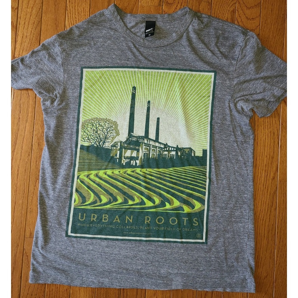 Obey Awareness T-Shirt/ Mens Sz Med "Urban Roots-Field Of Dreams" Green Yellow